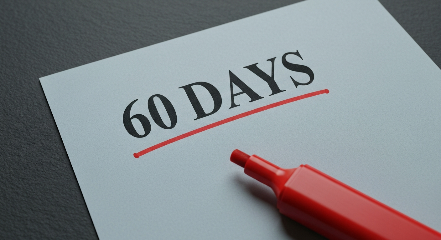 A red highlighter underlining the phrase 60 DAYS on a billing statement