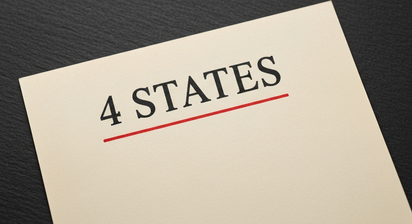 A bone-cream sheet showing the figure 4 STATES with a red ink underline