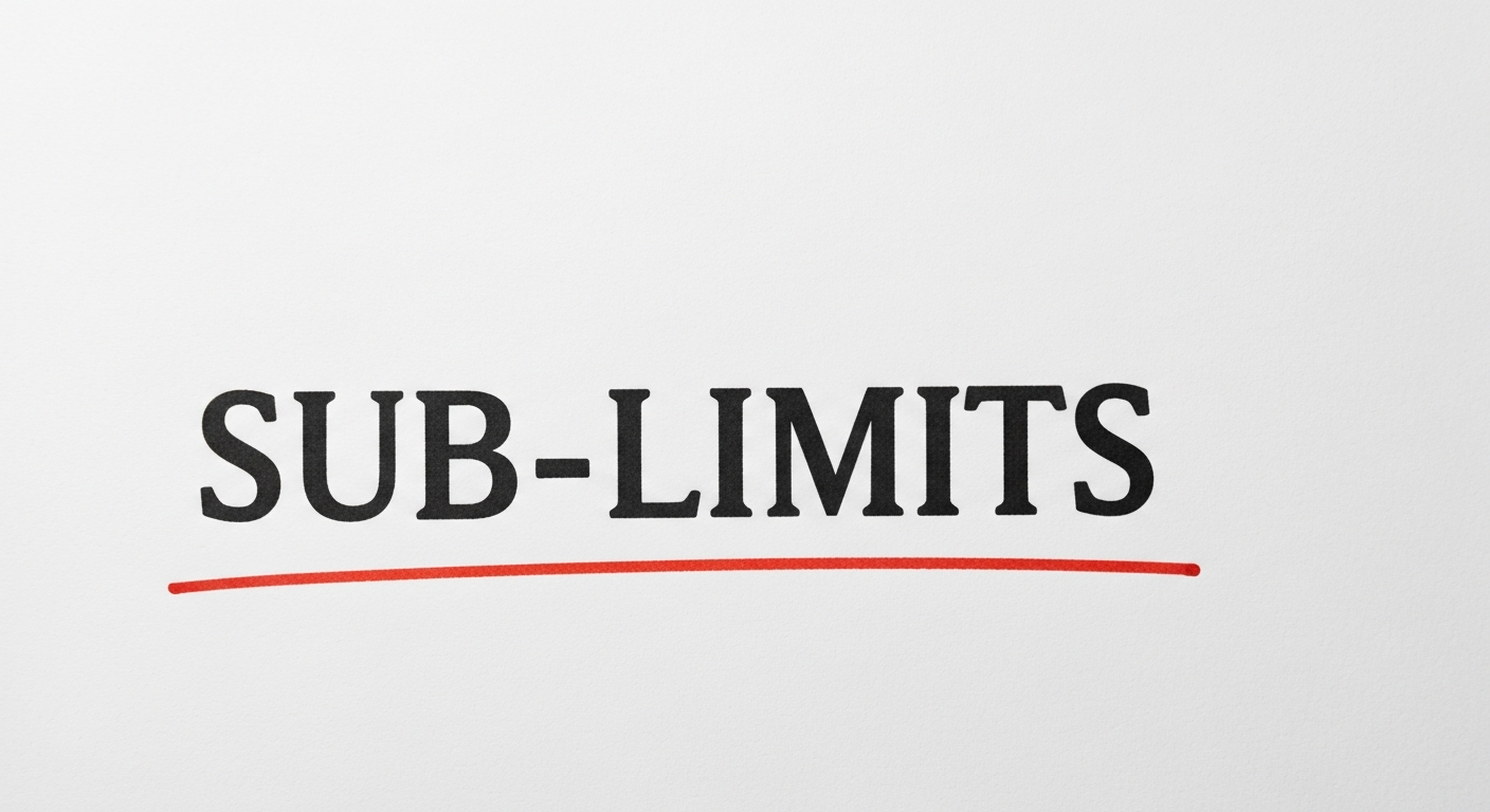 A typographic poster reading SUB-LIMITS on white printer paper with a red ink underline